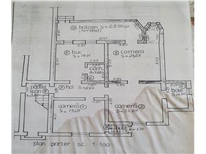 Apartament 3 camere la vila, terasa, curte individuala zona Spartacus